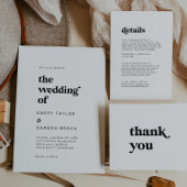Modern Black Typography Photo Wedding All In One Tri-Fold Invitation