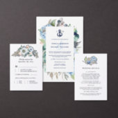 Nautical Watercolor Floral Hydrangea Wedding Invitation (Personalise this independent creator's collection.)