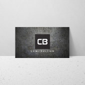 Black/Orange Monogram Grunge Metal Construction II Business Card