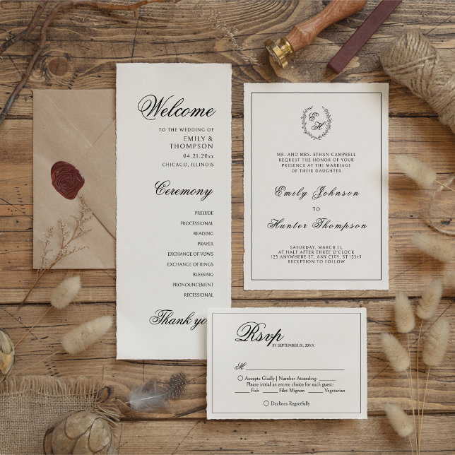 Elegant Wreath Wedding Invitations