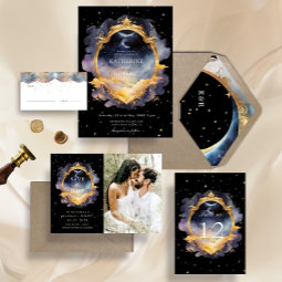 Celestial Gold Black Duality Moon Wedding Invitation | Zazzle