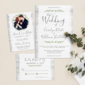 Rustic Wood Green Wreath Bridal Shower Invitation
