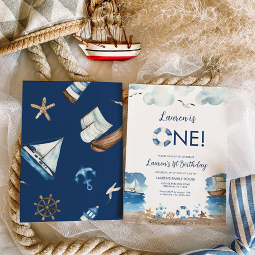 Nautical 1st birthday invitation | Zazzle