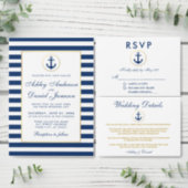 Nautical Wedding Blue Gold String Lights Invite (Personalise this independent creator's collection.)