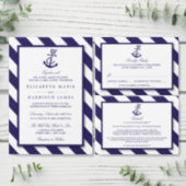 Nautical Stripes & Navy Blue Anchor Wedding Suite Tri-Fold Invitation (Personalise this independent creator's collection.)