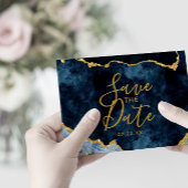 Navy Blue Gold Foil Agate Bridal Display Shower Gift Tags