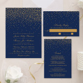 Navy Blue & Glam Gold Confetti Save The Date