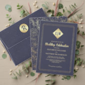 Navy Blue | Gold Floral Bridal Shower Favor Boxes (Personalise this independent creator's collection.)