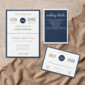 Navy Blue Modern Wedding Invitations rsvp (Personalise this independent creator's collection.)