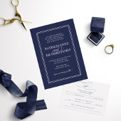 Navy Blue Simple Elegant Formal Wedding Invitation