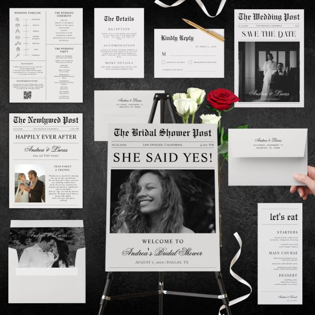 Newspaper Photo Unique Maid of Honor Proposal Invitation