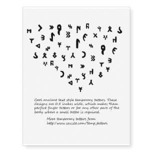 Collection of ancient writing design finger tattoo