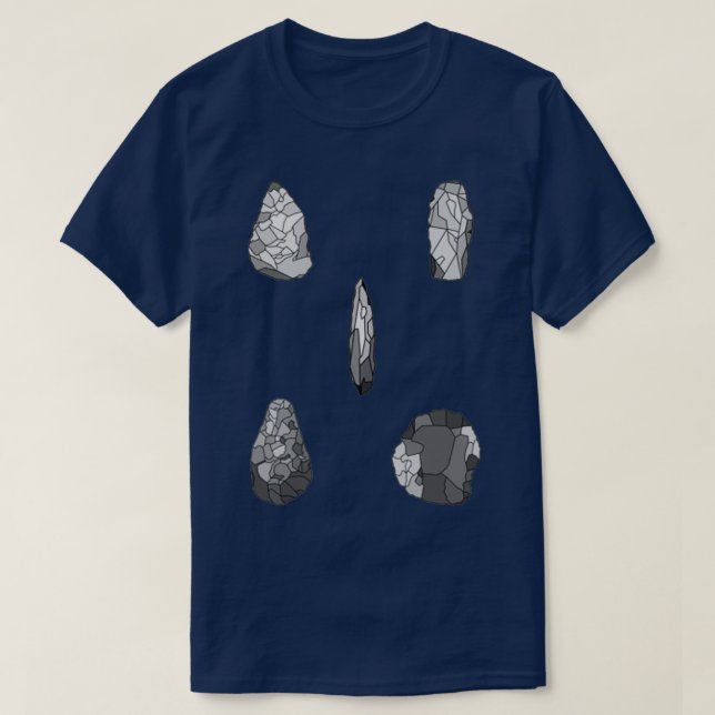 Collection of archaeological stone tools in gray t T-Shirt (Design Front)
