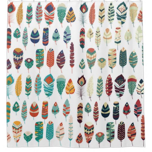 Collection of boho vintage tribal ethnic hand draw shower curtain