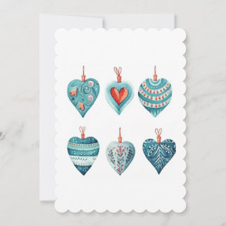 Collection of christmas Hearts decorations Holiday Card