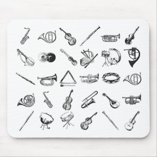 Collection of classical musical instruments mouse pad
