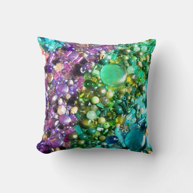 Collection of Colorful Beads Throw Pillow (Front)