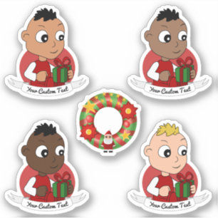 Collection of diverse Christmas baby cartoons Sticker