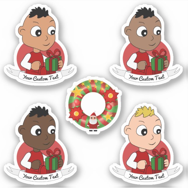 Collection of diverse Christmas baby cartoons Sticker (Front)