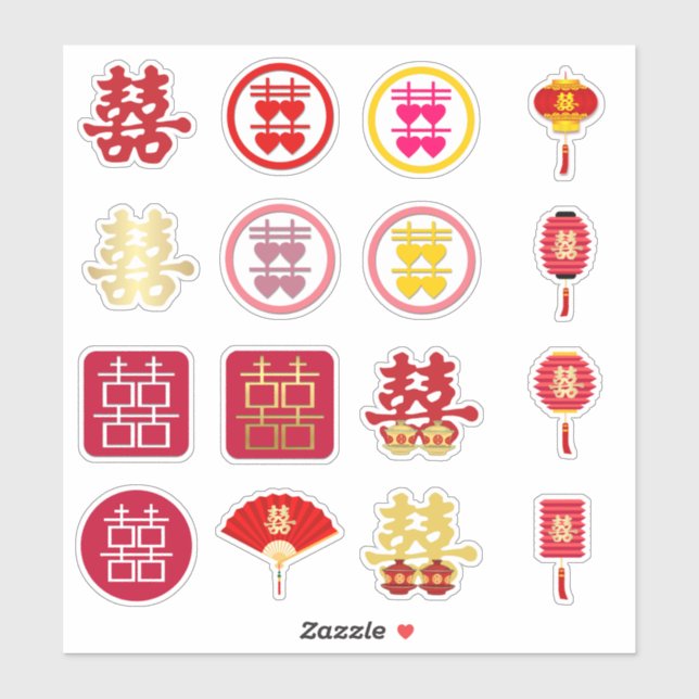 Collection of Double Happiness | Chinese Wedding Sticker (Sheet)