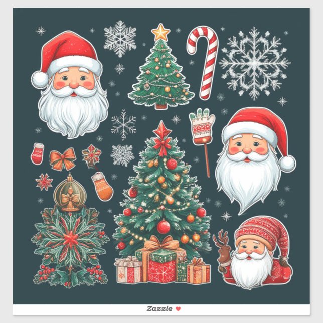 Collection of Festive Christmas Icons Sticker (Sheet)