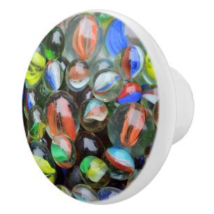 Collection of Glass Marbles Ceramic Knob