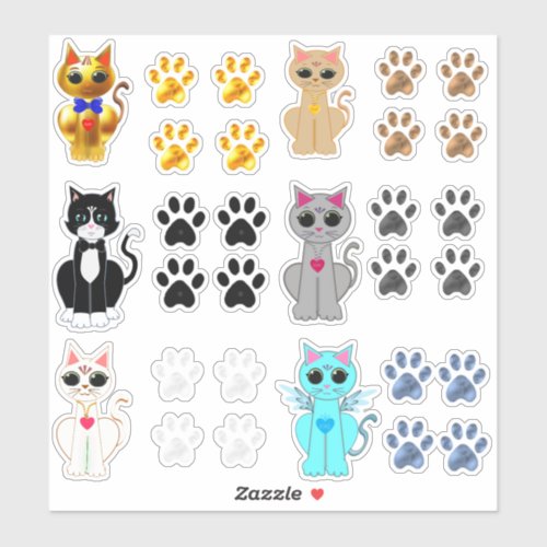 Collection of Kitty Cats  Paws Sticker