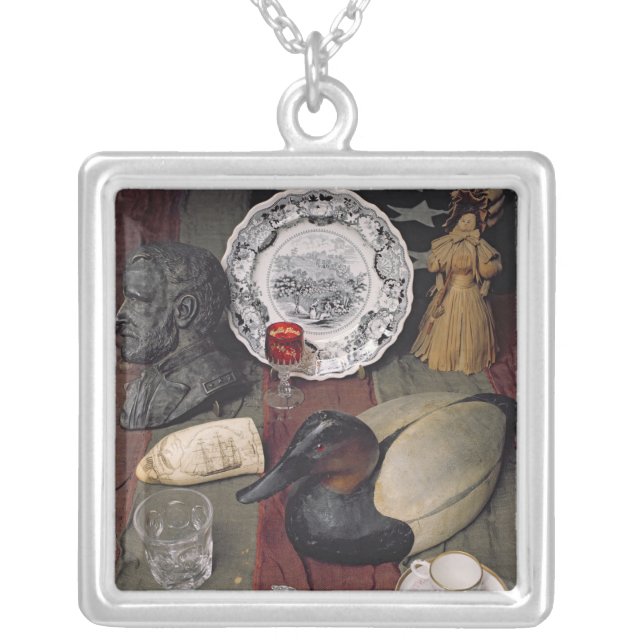 Collection of objects, including a cup silver plated necklace (Front)