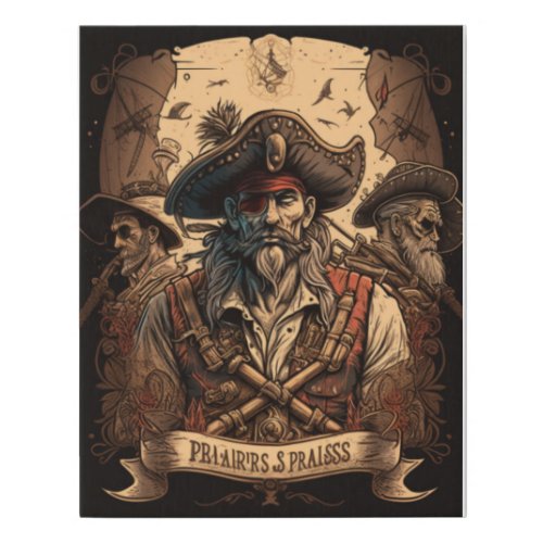 Collection of pirates design elementstr faux canvas print