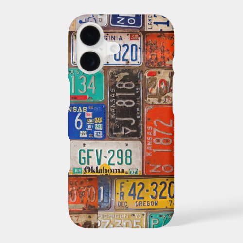 Collection of Rusty Retro License Plates iPhone 17 Case