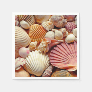 Collection of Seashells Scallops Clams and Conch Napkins