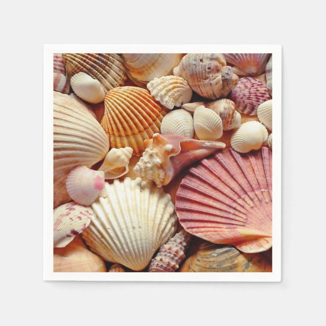 Collection of Seashells Scallops Clams and Conch Napkins (Front)