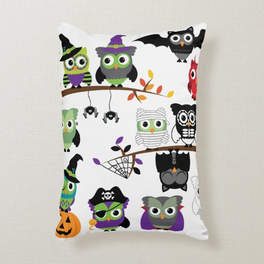 Collection Of Spooky Halloween Owls Decorative Pillow Zazzle Com