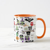 Collection Of Spooky Halloween Owls Mug