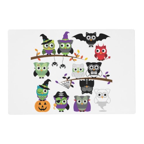 Collection Of Spooky Halloween Owls Placemat