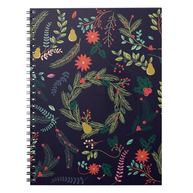 Collection of Vintage Style Hand Drawn Christmas H Notebook (Front)
