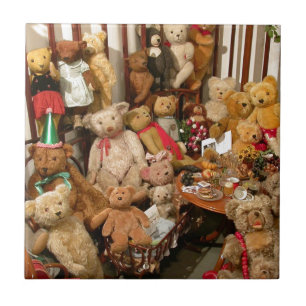 Collection Of Vintage Teddy Bears Ceramic Tile