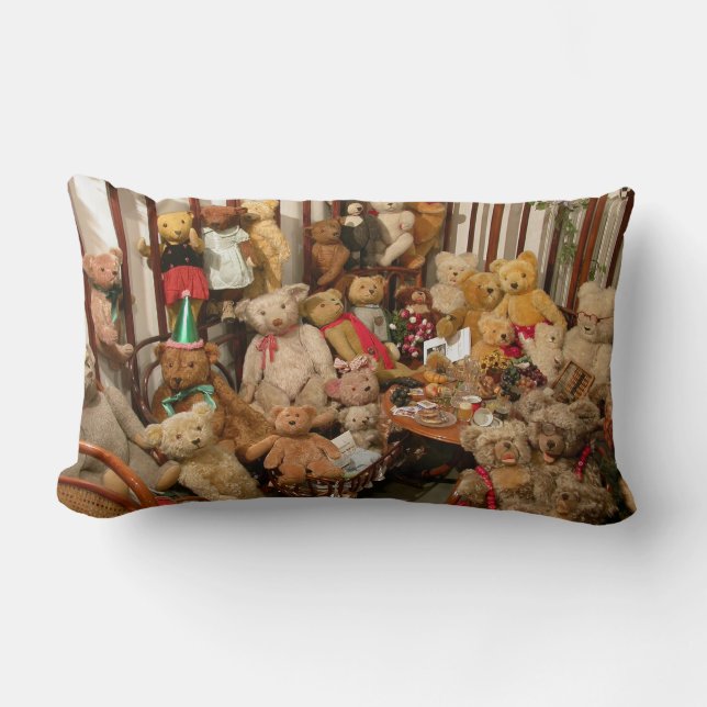 Collection Of Vintage Teddy Bears Lumbar Pillow (Front)
