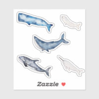 Collection of Watercolor Whales Sticker