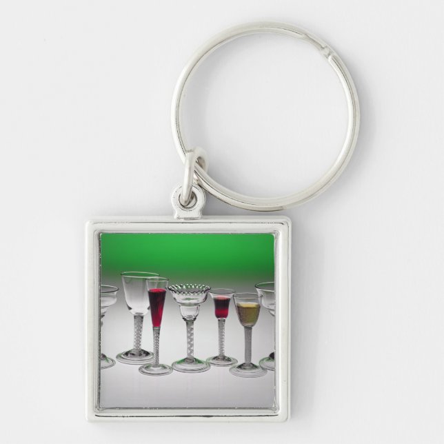 Collection of wine glasses with twist stems keychain (Front)