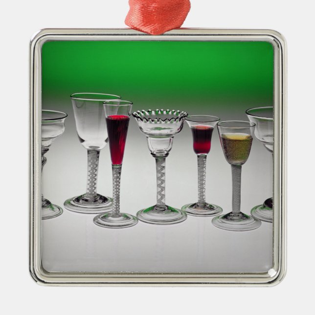 Collection of wine glasses with twist stems metal ornament (Front)