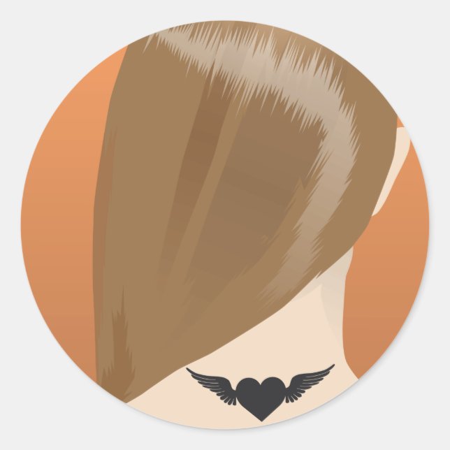 Collection Of Woman Neck Tattoo Art Print, No 1/10 Classic Round Sticker (Front)