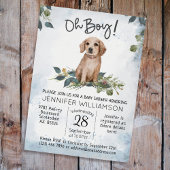 Oh Boy! Retriever Puppy Watercolor Dog Baby Shower Invitation