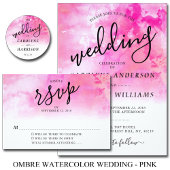 Ombre Watercolor Wedding Place Cards - Pink