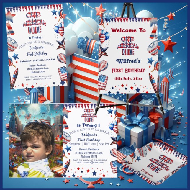 One American Dude 4 July Red White & Blue Birthday Foam Board