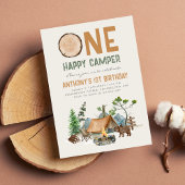 One Happy Camper Watercolor Woodland 1st Birthday Invitation