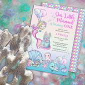 Our Little Mermaid Girl 1st Birthday Party Invitation