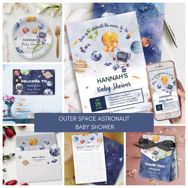Astronaut Planet Outer Space Baby Shower Invitation Zazzle