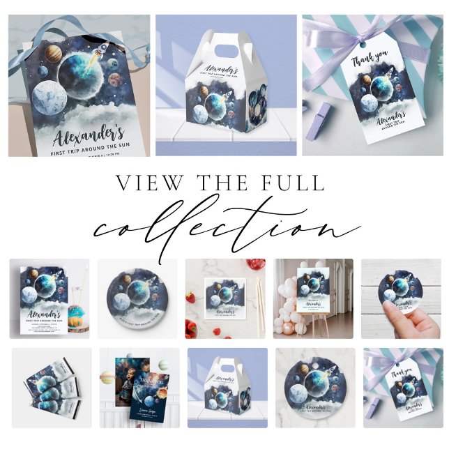 Outer Space Planets Rocket Ship 1st Birthday Sign