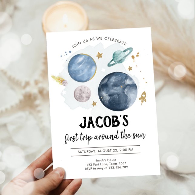Outer Space First Birthday Milestones Sign Galaxy